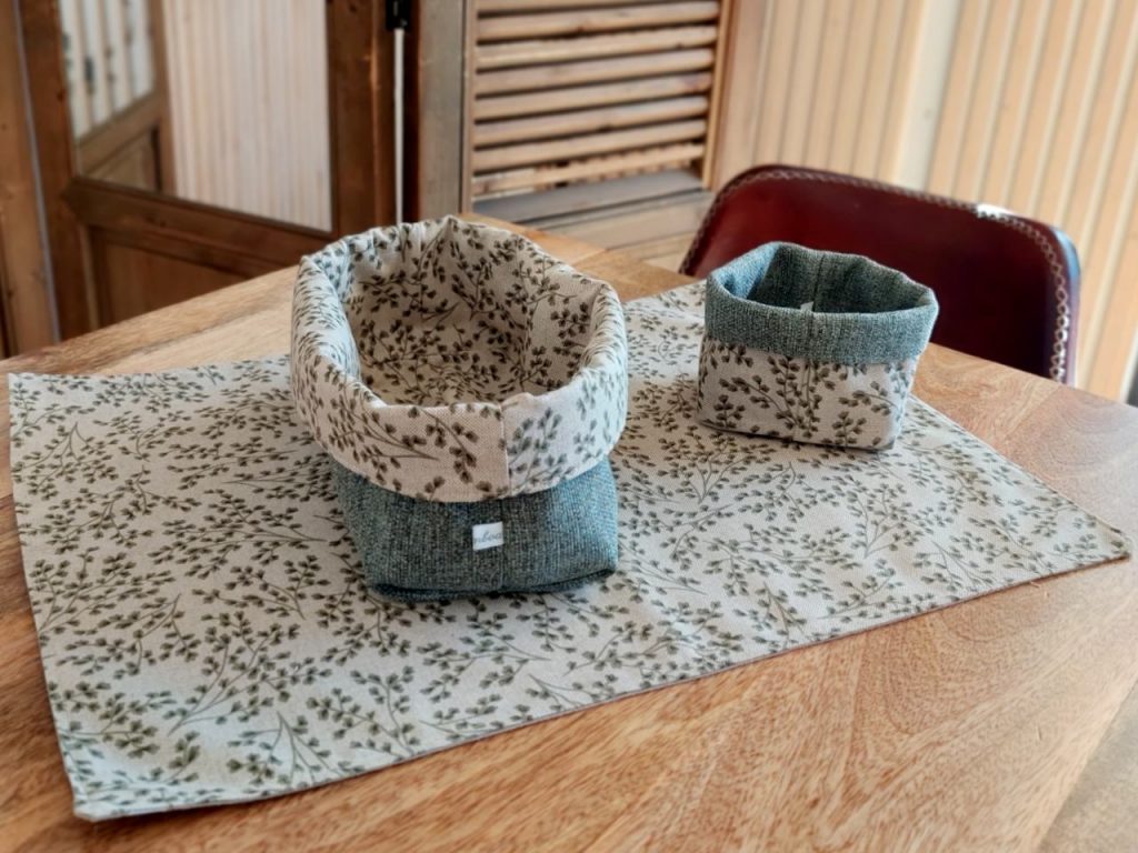 Panera y cesta Hojas verdes