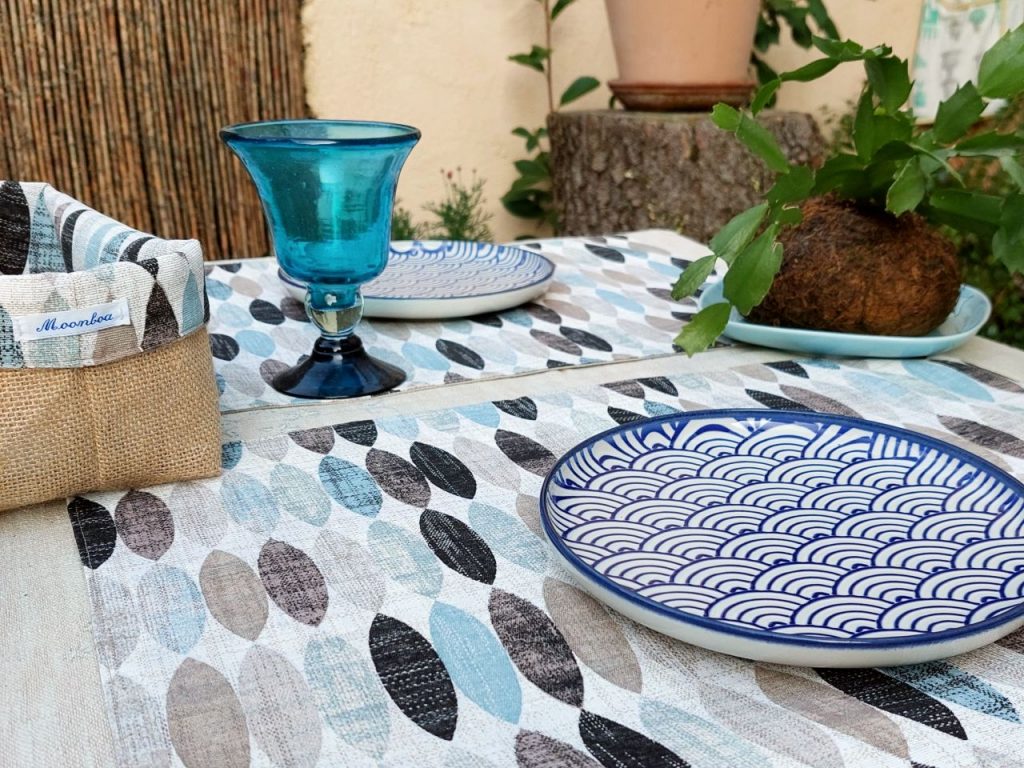 Mantel individual tablas azules